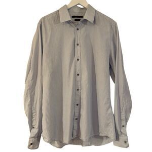 Gucci slim fit blue pinstripe button down shirt 44/17.5 Xl